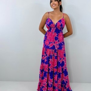 Vestido Sophia - Floral Fundo Azul - Image 1
