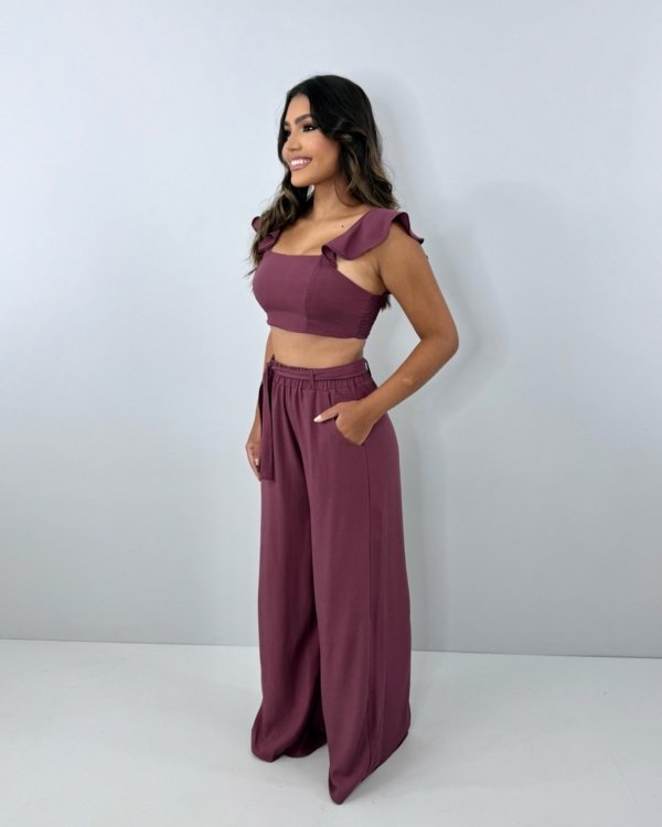 Conjunto Pantalona Samira - Marrom