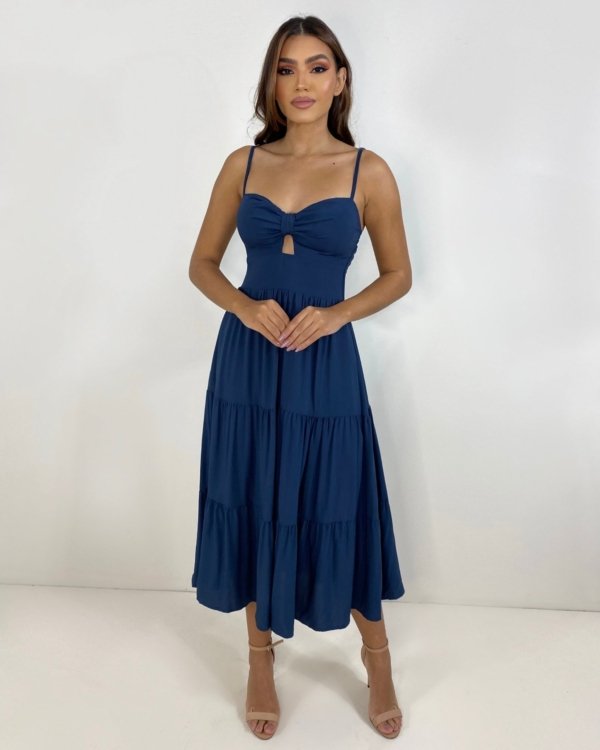 Vestido Jéssica Midi - Azul Marinho