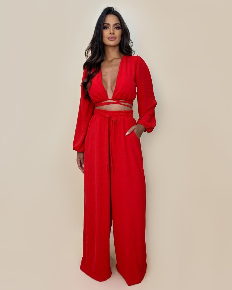 Conjunto Pantalona Simone - Vermelho - Image 1