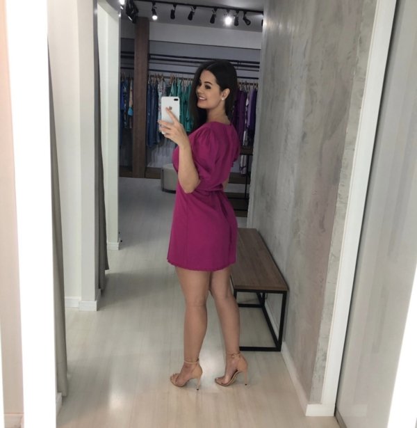 Vestido Érica Manga Princesa - Fúcsia