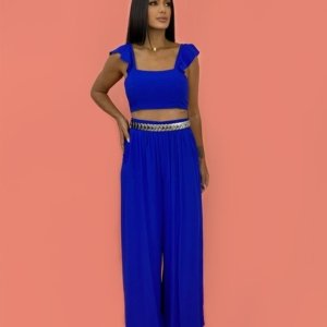 Conjunto Pantalona Samira - Azul Royal - Image 1