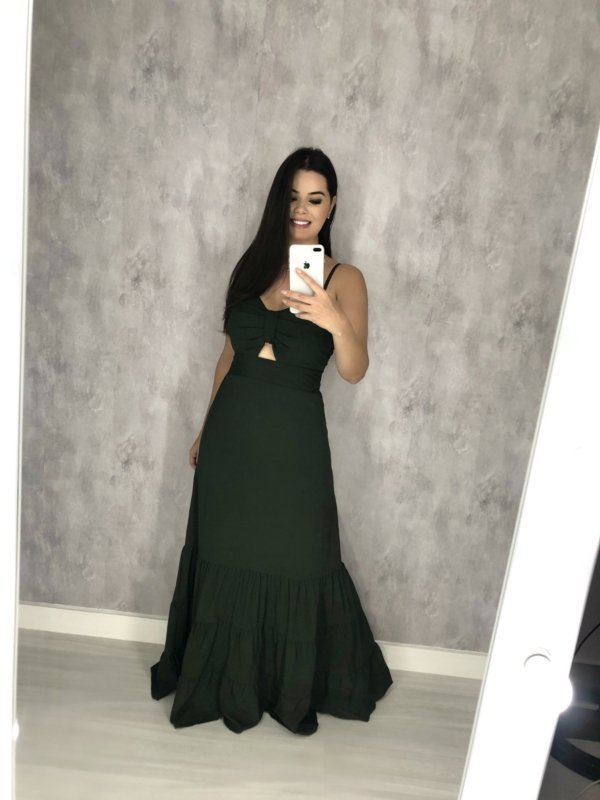 Vestido Jéssica Longo - Verde Militar