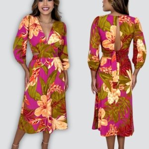 Vestido Mirela - Floral Fundo Pink - Image 3